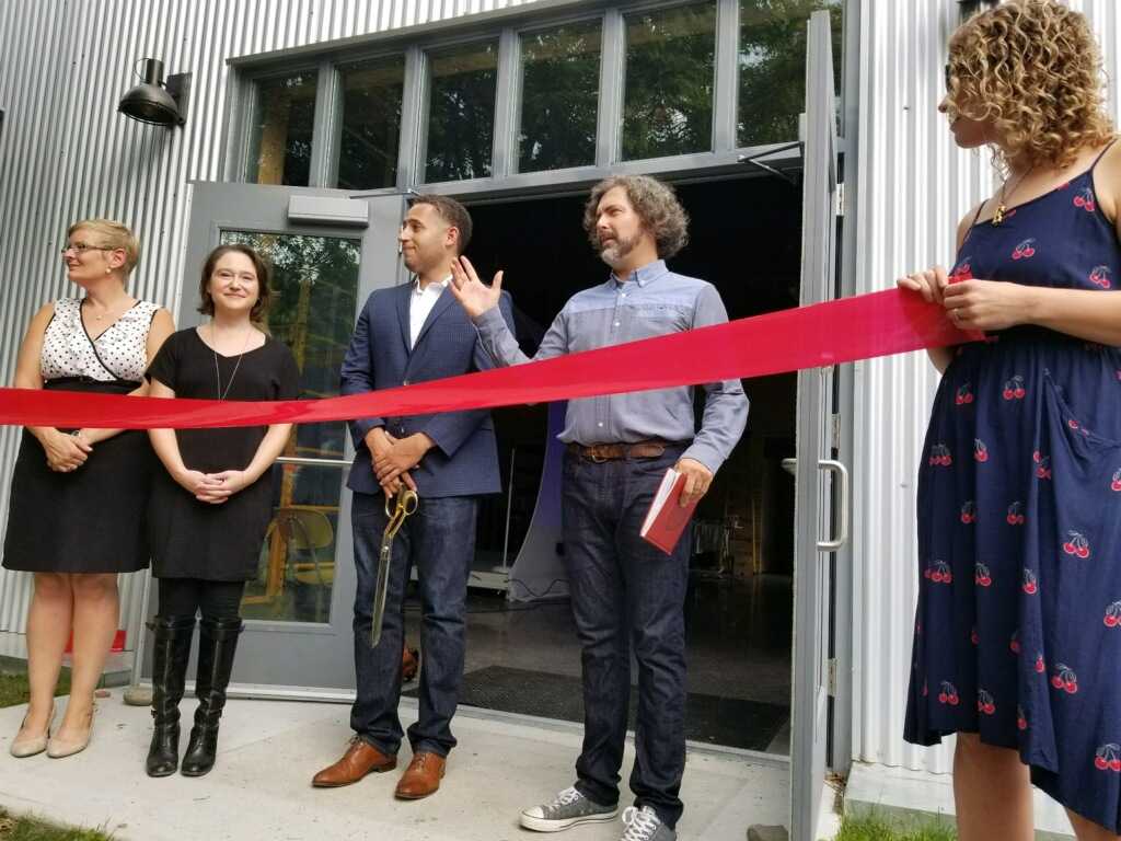 The Cherry Artspace grand opening ribbon cutting with Sam Buggeln Jennifer Herzog and Mayor Svante Myrick